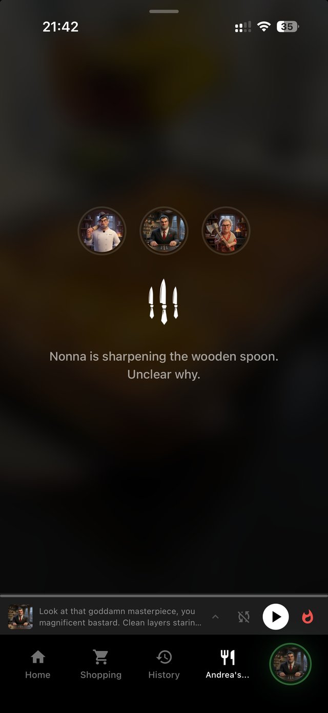 Nonna sharpening spoon